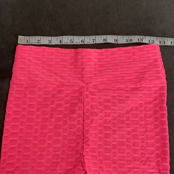 Women’s Leggings High Waisted Yoga Pants Textured Pink Butt Lift Size S NEW - Picture 8 of 13